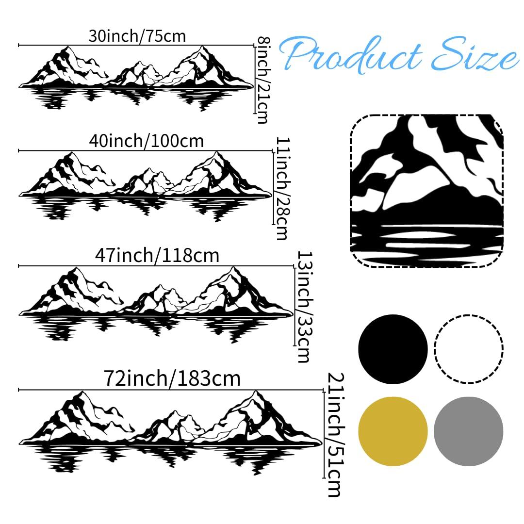 Cadeali Metal Mountain Wall Art, Mountain Wall Decor, Mountain Metal Wall Art, Large Wall Art Mountains, Wall Hangings, Mountain Decoration for Living Room, Bedroom or Study (Sliver, 72"x21"/183x51cm-2 pieces)