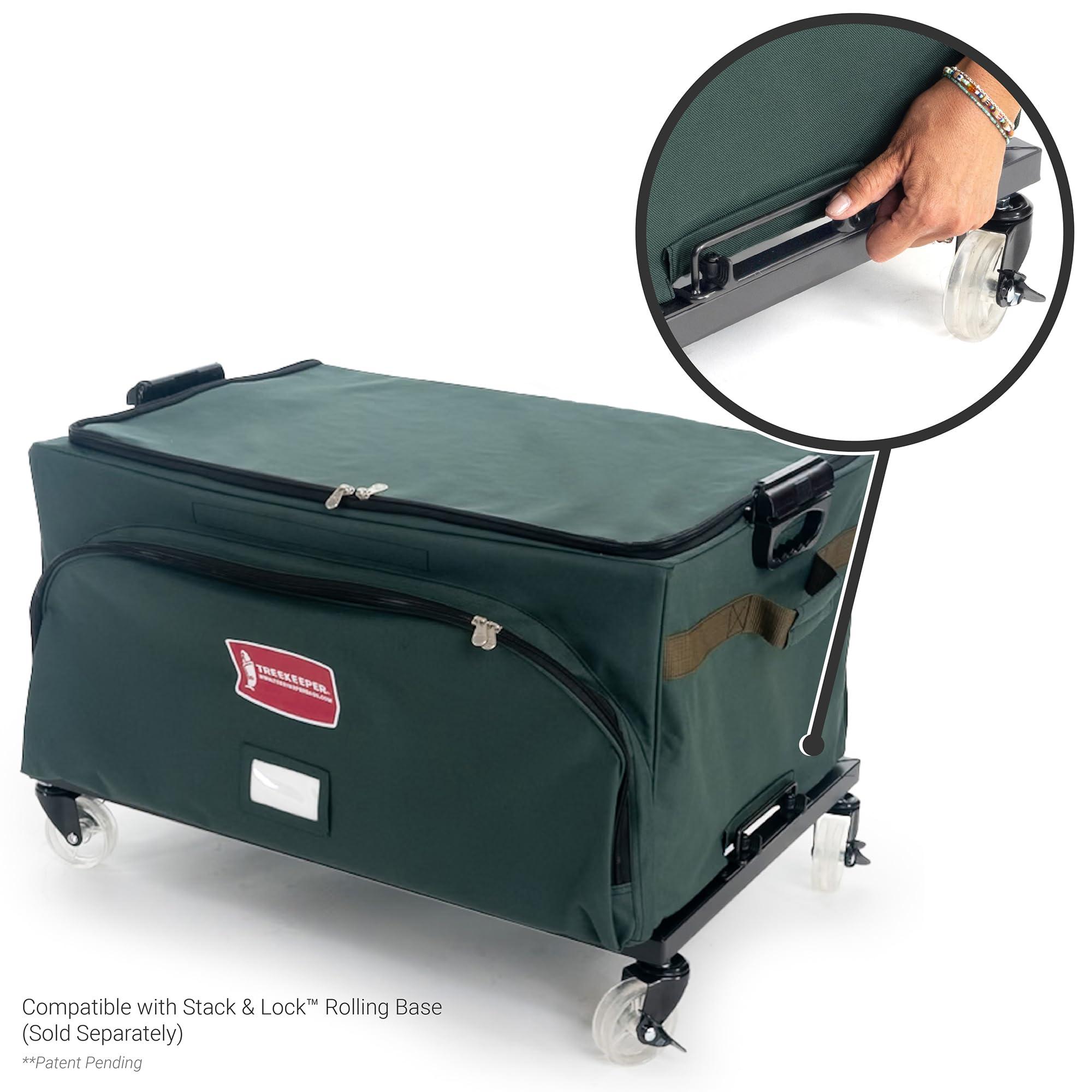 TreeKeeper TreeKeeper Stack & Lock Adjustable Christmas Ornament Storage Box Holds 48 Ornaments up to 6 Inches Tall by Any Width/Length, 2 Removable Trays with Moving Dividers