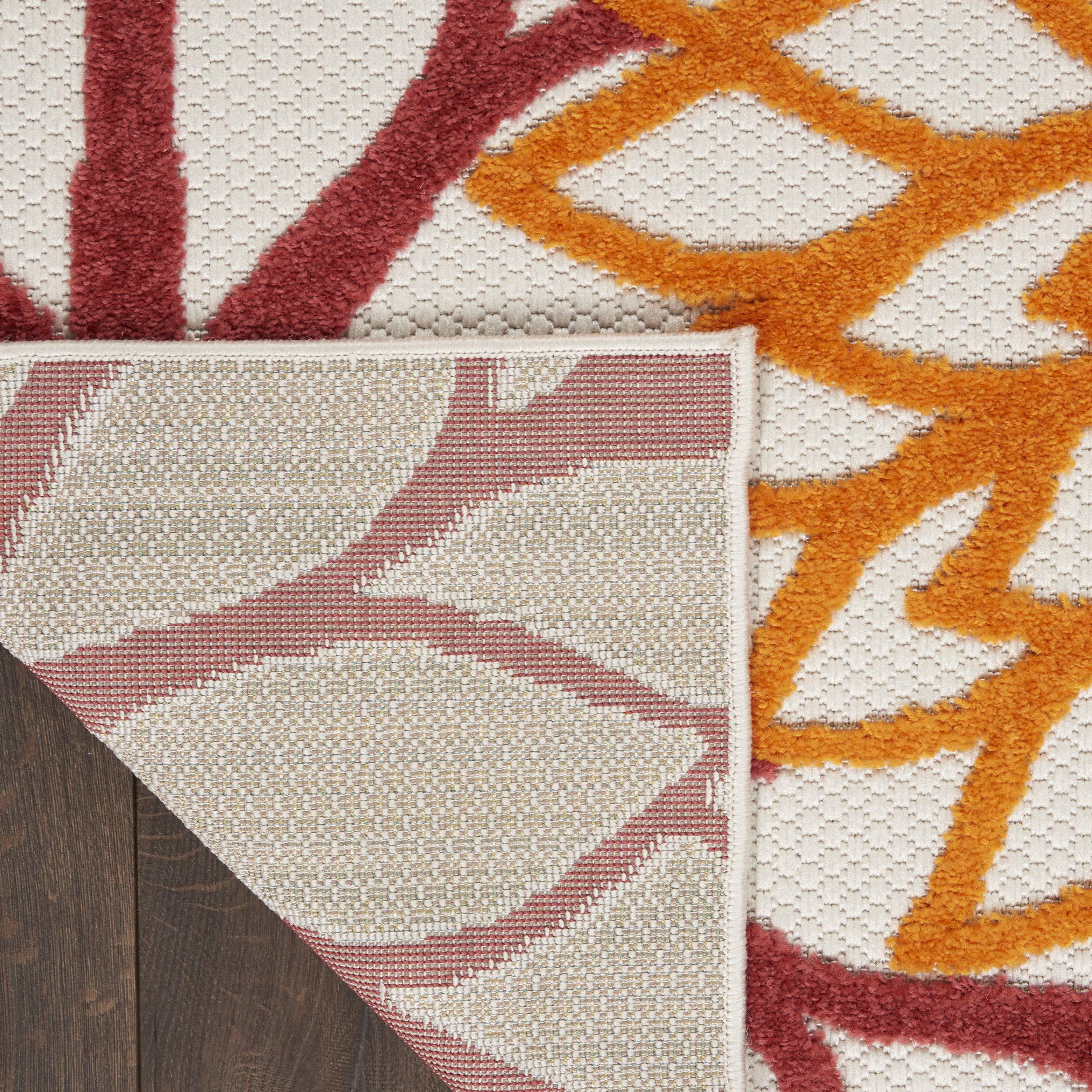 Nourison Nourison Aloha Indoor/Outdoor Red Multi Colored 6\' x 9\' Area Rug, Tropical, Botanical, Easy Cleaning, Non Shedding, Bed Room, Living Room, Dining Room, Deck, Backyard, Patio (6x9)