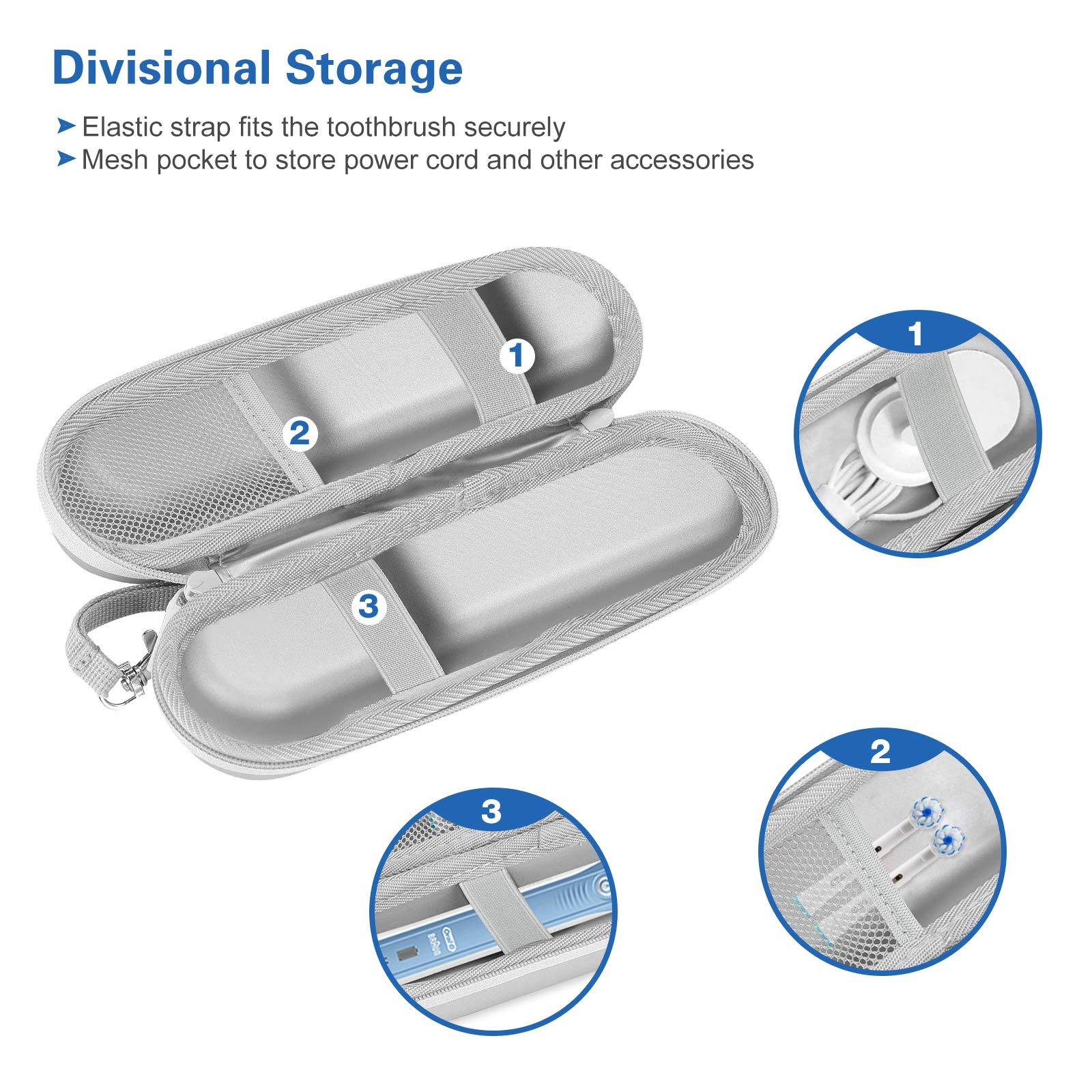 ProCase ProCase Travel Case for Oral-B/Oral-B Pro Smartseries/IO Serie Sonicare Protective Clean Electric Toothbrush, Hard EVA Case Cover Storage Bag Holder with Mesh Pocket for Accessories -Silver