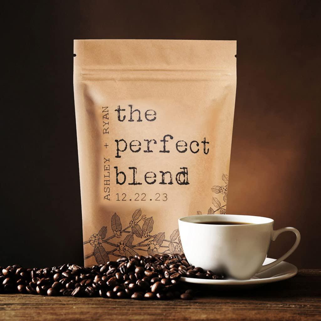 Amerixun Amerixun Custom The Perfect Blend Wedding Stand-up Pouch Bag, Personalized Bridal Shower Favor Gift,Happy Trails Tea Favor Pouch