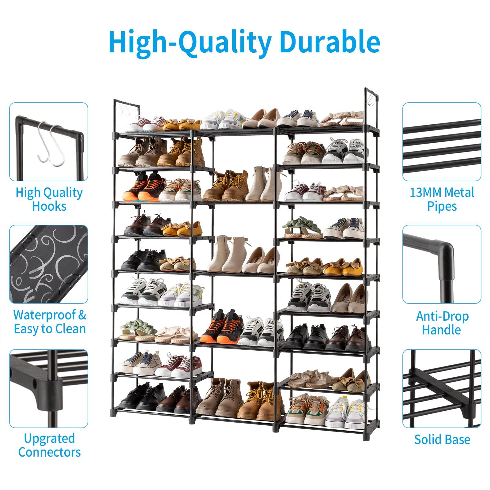 JHshop Shoe Rack Organizer, Shoe Racks for Closets,Shoes Rack, Shoe Stand, Shoe Shelf, 9 Tiers Shoe Rack Storage Organizer Shoe Shelf, Space Saving Shoe Storage Shelf for Entryway, Closet, Hallway, Black