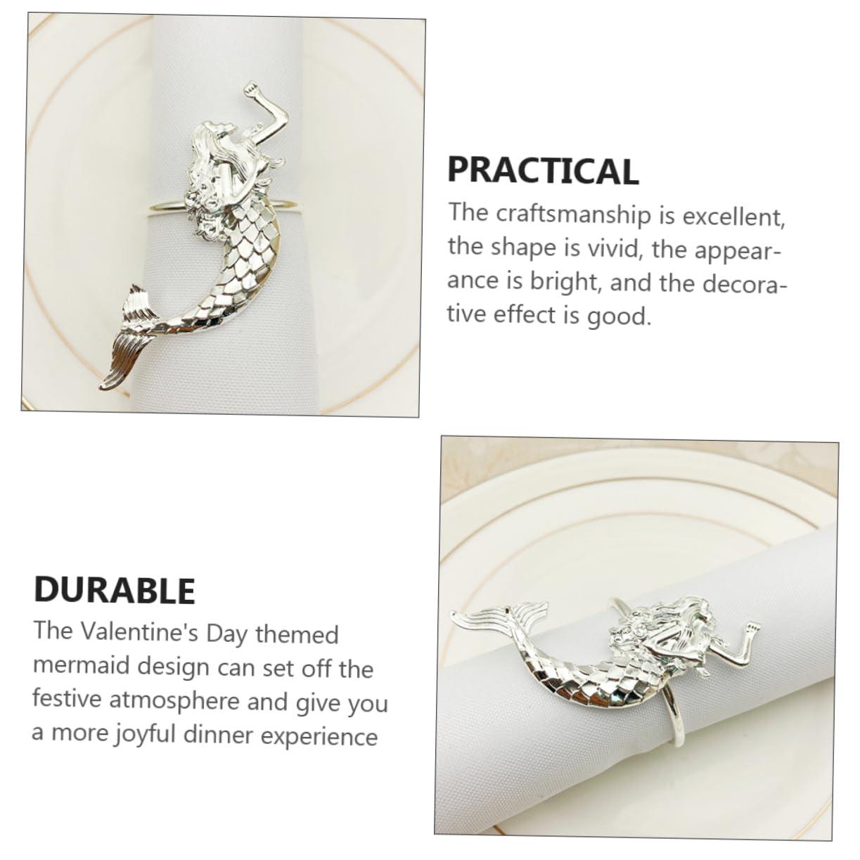 BESTonZON 2pcs Mermaid Napkin Rings Serviette Buckle Ring Fall Napkin Rings Christmas Napkin Buckles Valentine s Day Napkin Rings Mariposas Decorativas Para Pared Set up Metal Delicate