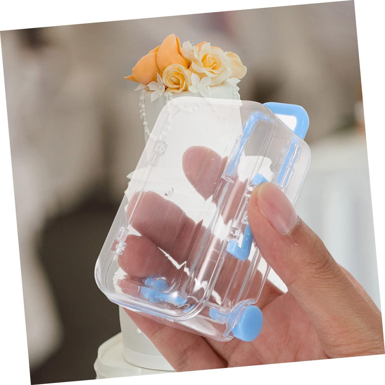 Outanaya Outanaya 24pcs Box Trolley Case Wedding Candies Box Suitcase Party Decorations Bridal Decorations Mini Candy Boxes Sucase Favor Boxes for Wedding Trolley Case for Wedding Clear Ornaments