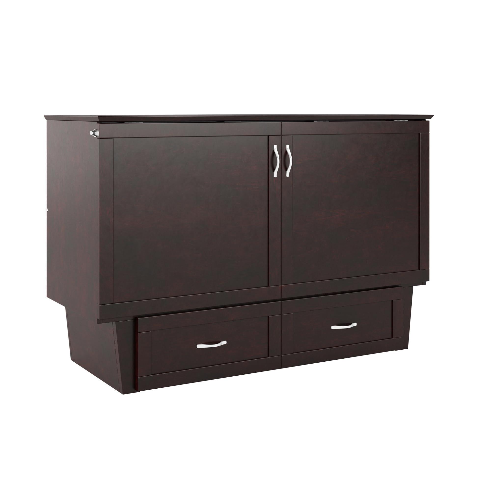 AFI AFI, Chelsea Mid-Century Modern Queen Solid Wood Murphy Bed Chest with Mattress in Espresso