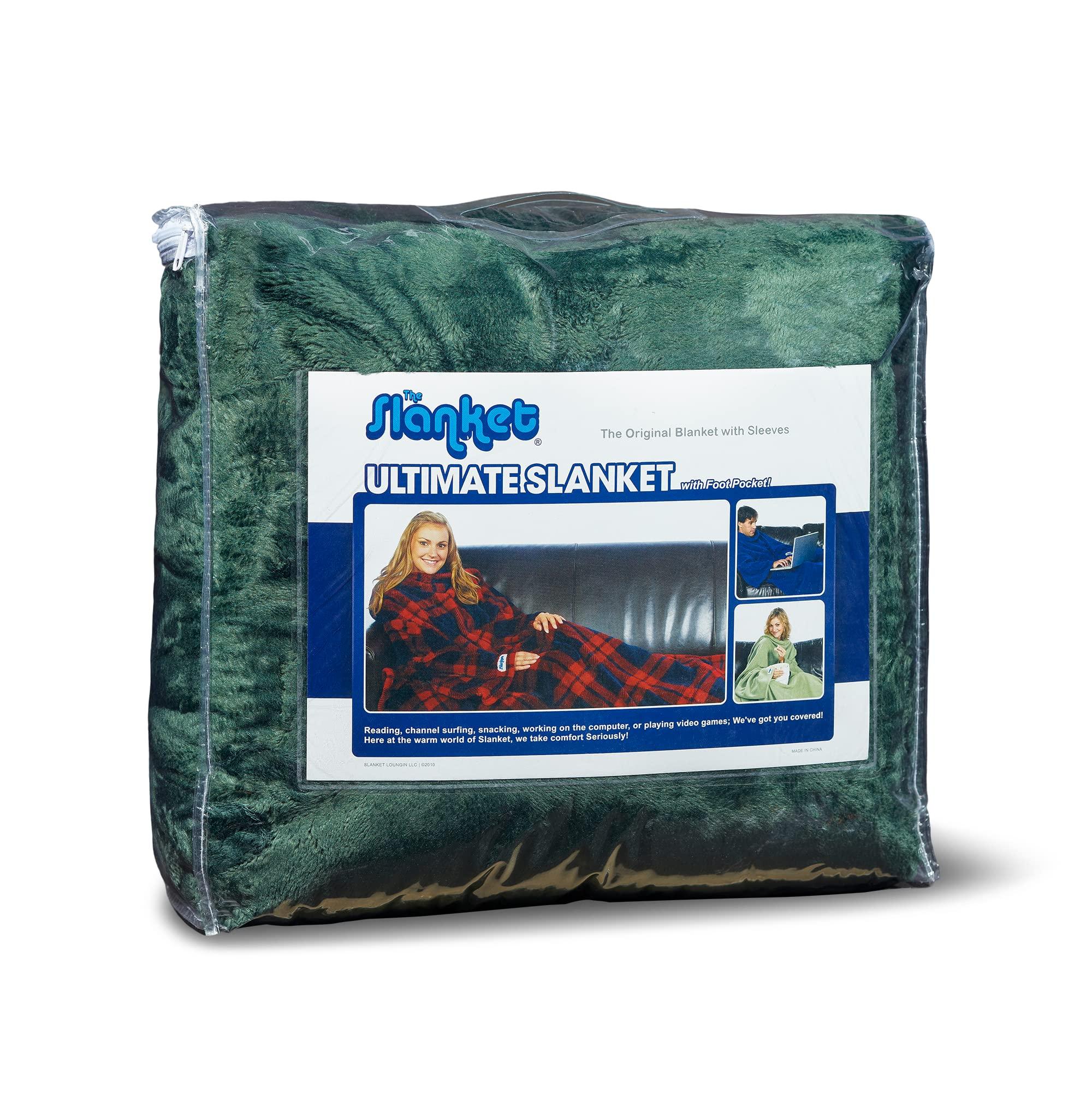 Slanket Slanket Blanket with Sleeves - The Ultimate for Women & Men - Adults Blanket with Foot Pocket & Hand Pocket - Lightweight, Plush, & Soft Oversized Fleece Blanket Robe - 60W x 80 L, Hunter Green