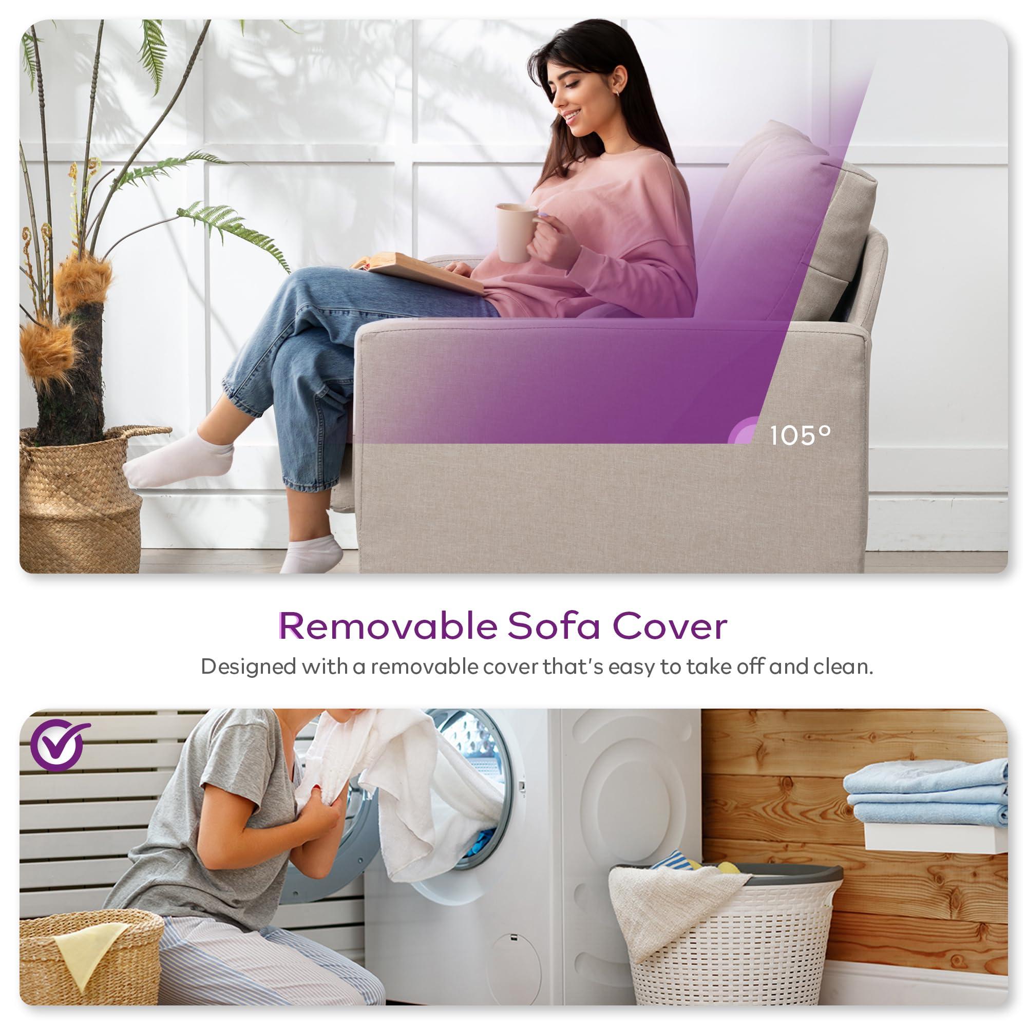 TYBOATLE TYBOATLE Fabric Modern Small Loveseat Sofa Couch for Living Room, 51 Inch Upholstered 2-Seater Love Seats w/Iron Legs for Compact Small Space, Apartment, Bedroom, Dorm, Office (Beige)