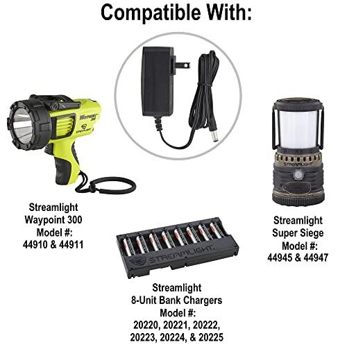Streamlight Streamlight 44909 120V AC Charger and Cord for use with Streamlight WayPoint 300 Spotlight Flashlights, Super Siege Lanterns, and Li-ion 8-Unit Bank Chargers, Black