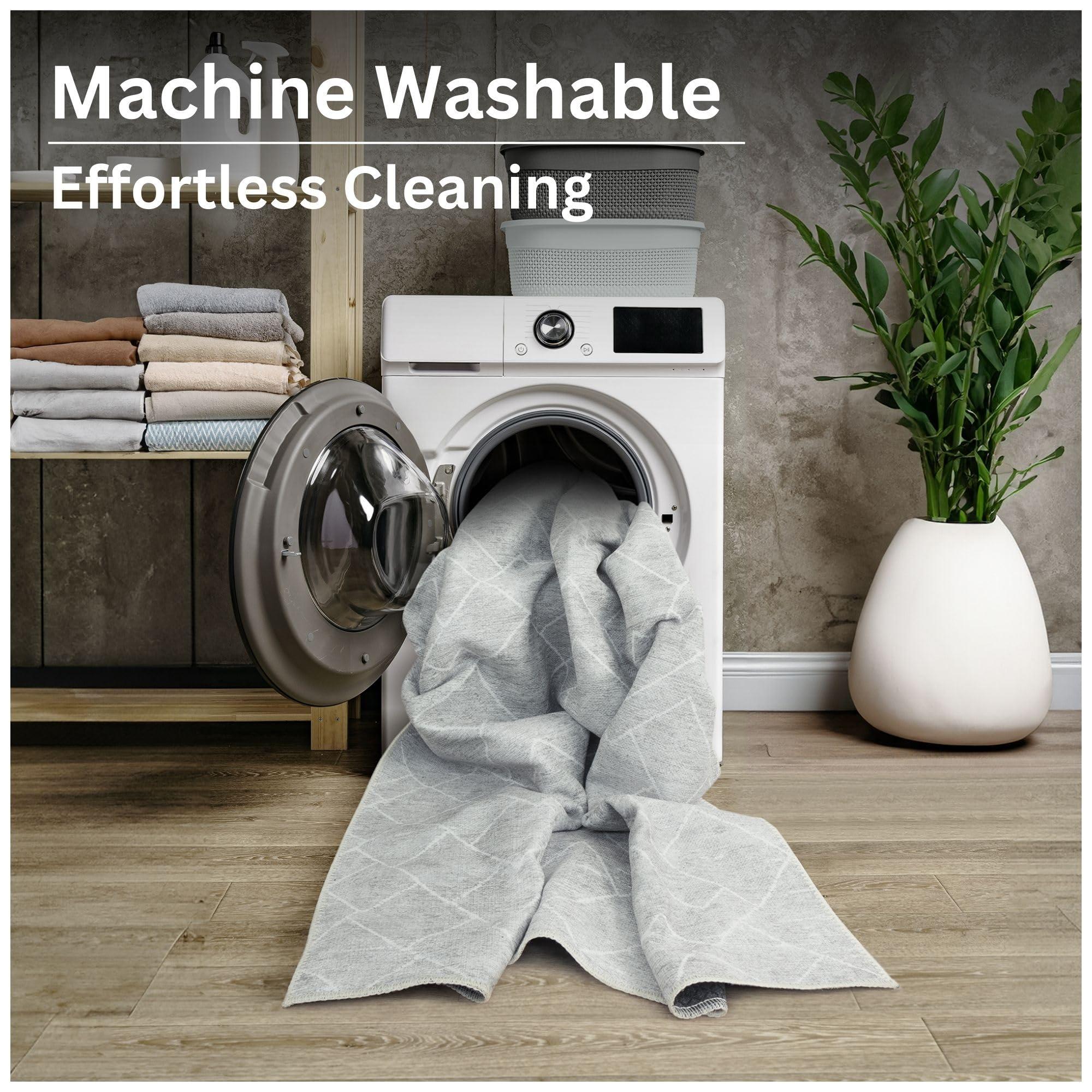 Bloom Rugs Bloom Rugs Washable Non-Slip 12 ft Runner - Gray/Pebble Striped Runner for Entryway, Hallway, Bathroom, and Kitchen - Exact Size: 2.5' x 12'