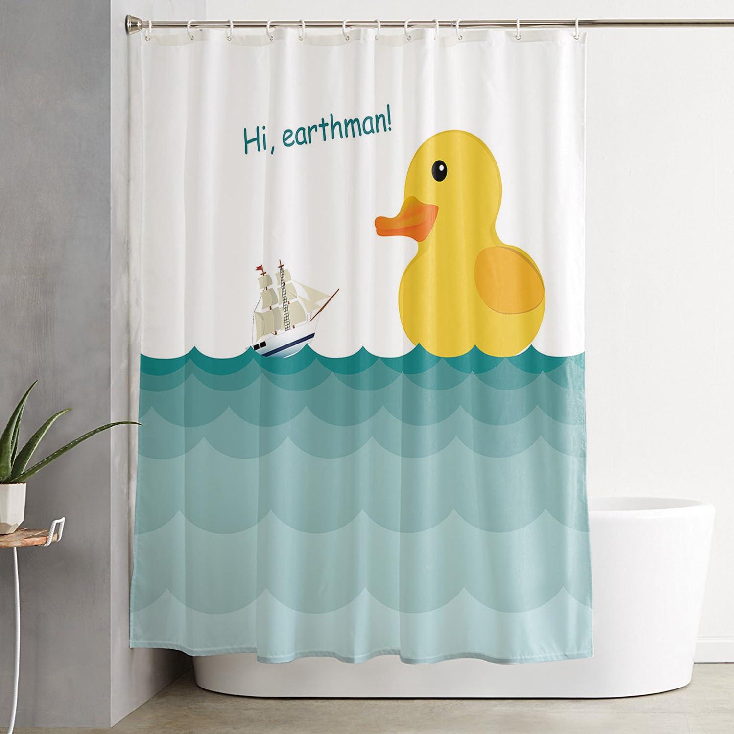 DOME-SPACE DOME-SPACE Shower Curtain for Bathroom,Washable Waterproof Cloth Shower Curtains Lovely Giant Rubber Duck Machine Washable Waterproof Fabric, 72X78 Inches