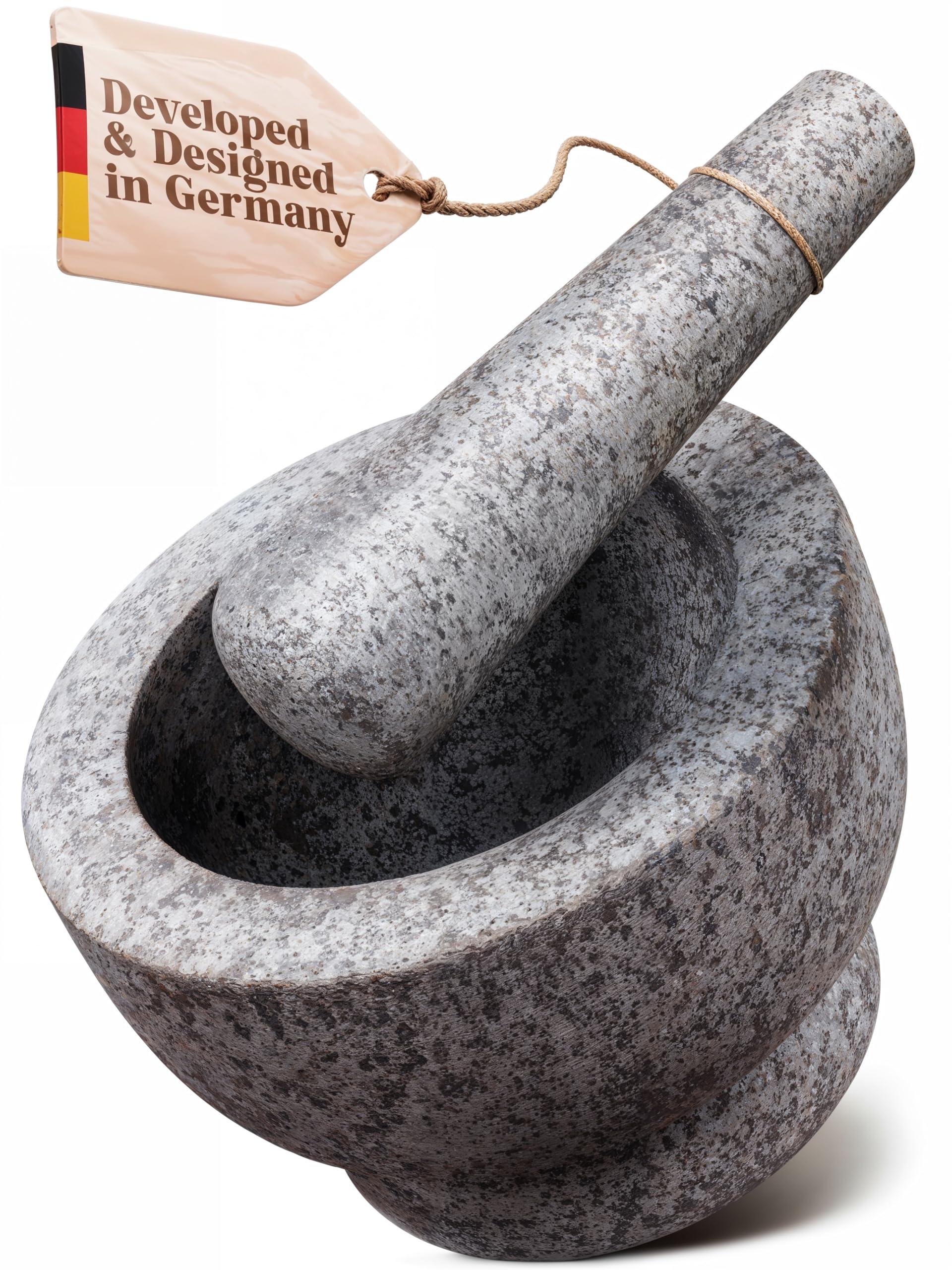 ChefSofi ChefSofi Mortar and Pestle Set - 6 Inch - 2 Cup Capacity - Unpolished Heavy Granite for Enhanced Performance and Organic Appearance - Included: Anti-Scratch Protector