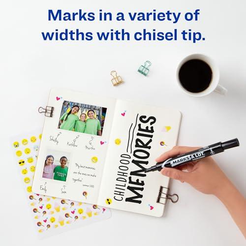AVERY AVERY Marks-A-Lot Permanent Markers, Large Desk-Style Size, Chisel Tip, Water and Wear Resistant, 12 Black Markers (98028)