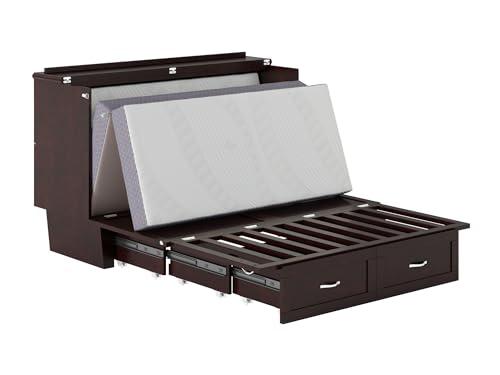 AFI AFI, Chelsea Mid-Century Modern Queen Solid Wood Murphy Bed Chest with Mattress in Espresso