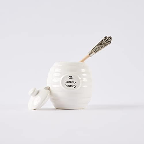 Mud Pie Mud Pie Honey Pot Serving Set, 4x3, White