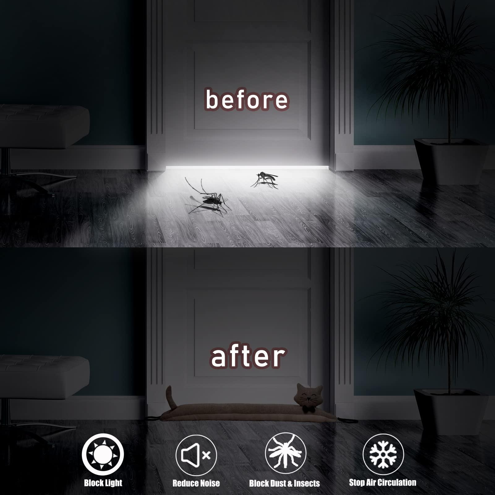 Marwood Marwood Under Door Draft Stopper Decorative Wind Stopper 32 inch for Door & Window, Weighted Animal Air Draft Stopper Snake Noise Blocker for Bottom of Door with Hanging Loops - Khaki Cat