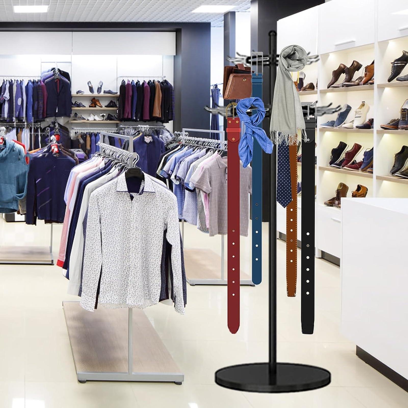 SHYP Standing Belt Hangers for Men Closet, Floor Mounted Belt Hanger, Space Saving Display Stand Shelf,for Ties Scarf Shawls Purse for Bedroom, Store, Retail & Business