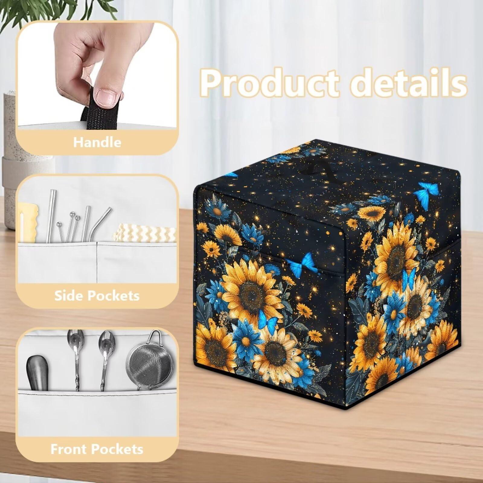 HUISEFOR HUISEFOR Sunflower Butterfly Cocktail Machine Cover with Pockets for Straws Accessories Cocktail Machine Protective Dust Cover Kitchen Appliance Covers for Premium Cocktail Machine