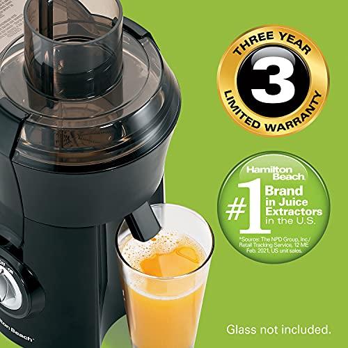 Hamilton Beach Hamilton Beach Juicer Machine, Big Mouth Large 3” Feed Chute for Whole Fruits and Vegetables, Easy to Clean, Centrifugal Extractor, BPA Free, 800W Motor, Black