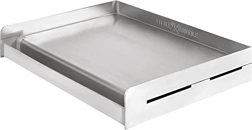 LITTLE GRIDDLE LITTLE GRIDDLE Sizzle-Q SQ180 100% Stainless Steel Universal Griddle with Even Heating Cross Bracing for Charcoal/Gas Grills, Camping, Tailgating, and Parties (18"x13"x3")