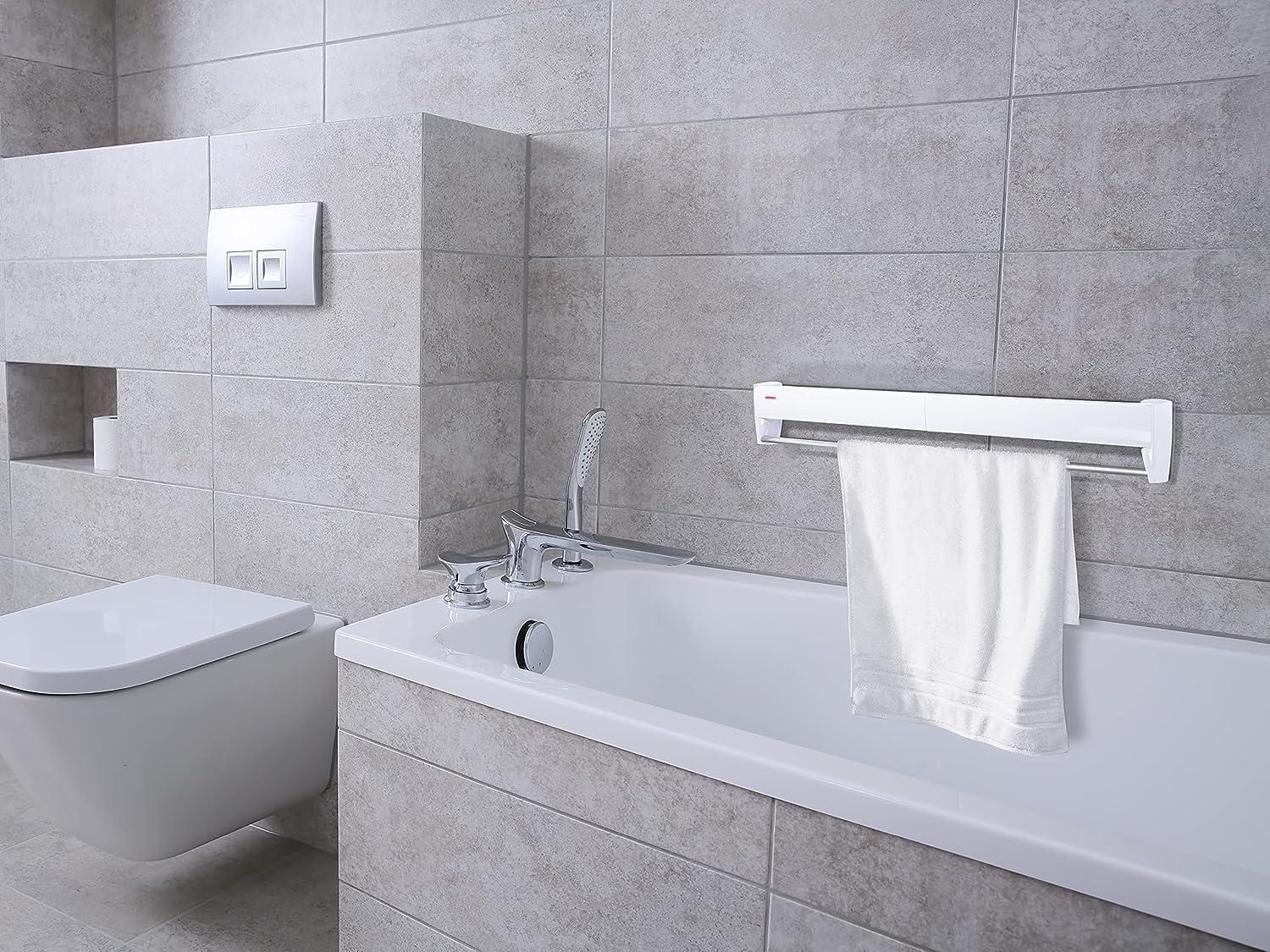 Leifheit Leifheit 83201 Telefix 70 Wall Mount Retractable Clothes Drying Rack | 5 Drying Rods | White