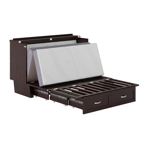 AFI AFI, Chelsea Mid-Century Modern Queen Solid Wood Murphy Bed Chest with Mattress in Espresso