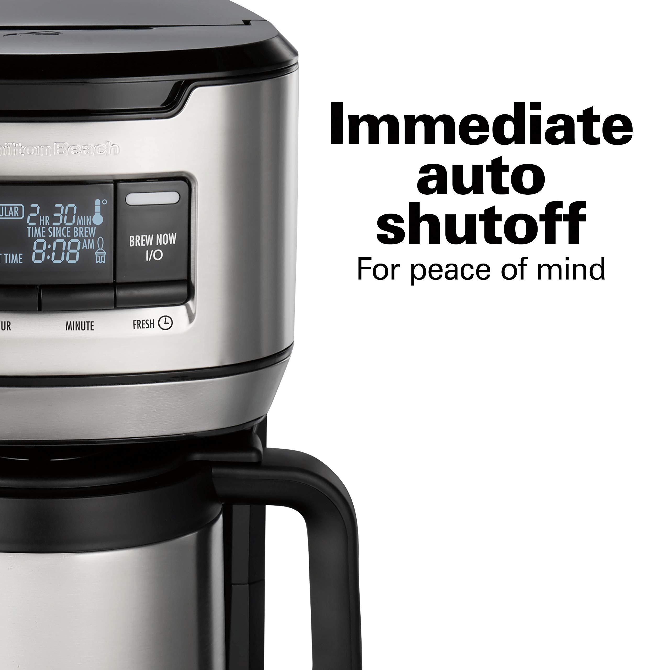 Hamilton Beach Hamilton Beach Programmable Front-Fill Coffee Maker with Thermal Carafe (46391), 12 Cup Capacity, Black and Stainless