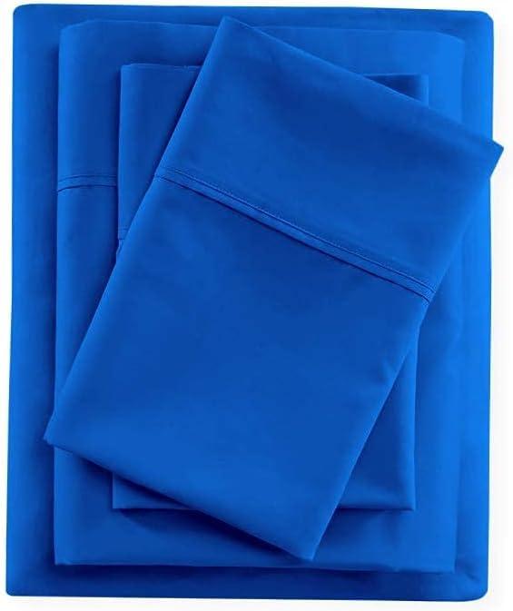DIFFERENT SHEETING Sheet Set 4 Piece - Queen Size Cotton Bed Sheets 400TC Egyptian Quality Sheets - Fits Upto 21\" Deep Pocket Mattress, Long Staple & Extra Soft Sheets and Pillow Cases - Royal Blue Solid.
