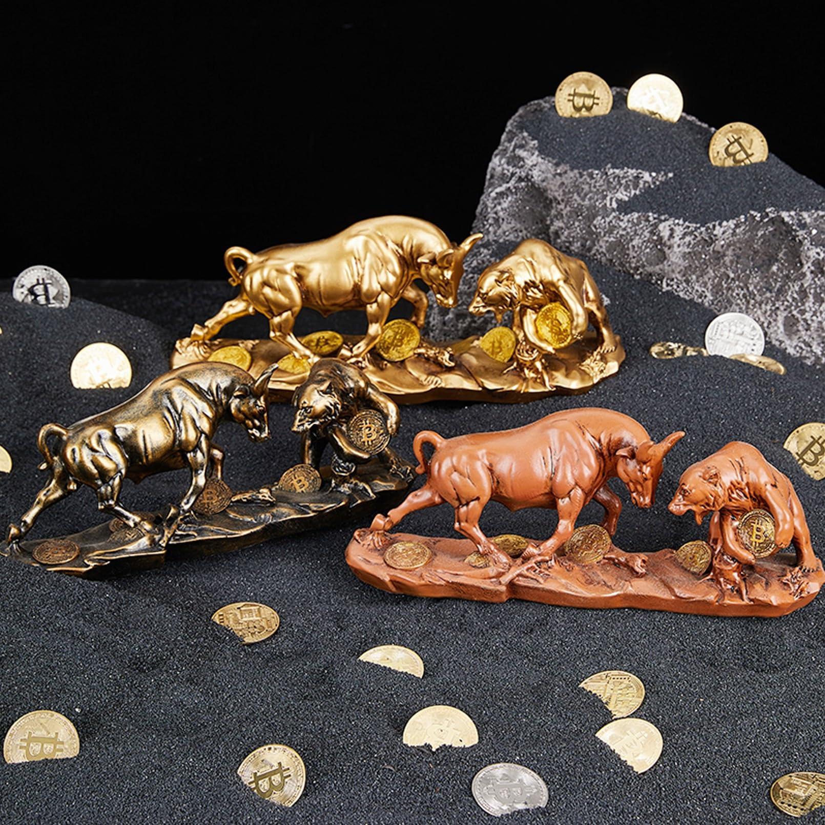 AETVRNI AETVRNI Wall Street Charging Bull and Bear Statue - Resin Sculpture Ideal for Financial Investment Managers and Stock Market Gifts,Rot,11in