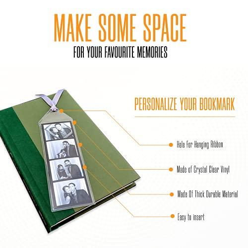 Photo Booth Nook Photo Booth Nook | 2x6 Clear Bookmark Sleeves (250 Count) | Plastic Bookmark Sleeves for Photo Booth Strips with Silver Inserts | Bulk