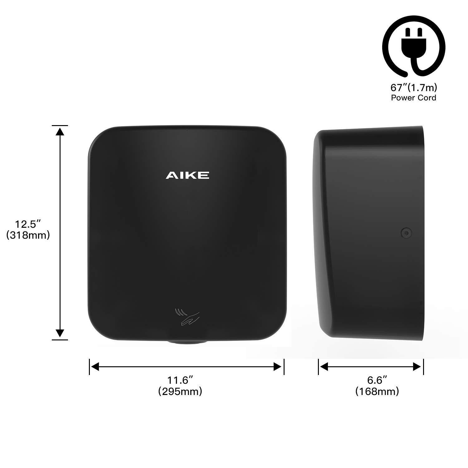 AIKE AIKE Heavy Duty Jet Cube High Speed Hand Dryer For Bathroom 110V 1400W, Model AK2800C Matt Black Painted Cover