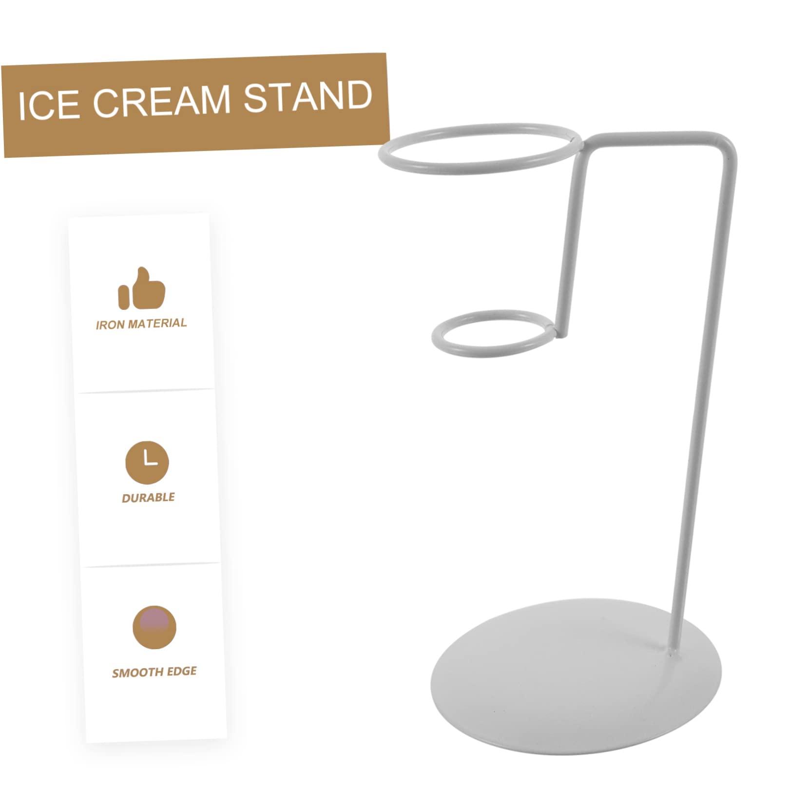 MUCKLILY MUCKLILY Ice Cream Stand Ice Cream Cone Holder Ice Cream Scooper French Fried Stand Cake Stand Lid Cookie Display Shelf Ice Cream Cone Muffin Cases Appetizer Cones Display Iron White
