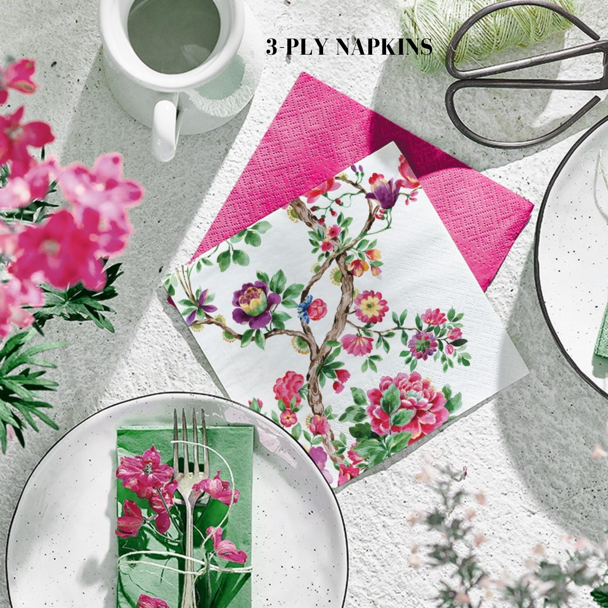 Keep Unique Keep Unique 20-ct 13x13 Flowers Paper Luncheon Decoupage Napkins, 3-Ply Servilletas Floral Napkin for Art, Dinner and Party, Disposable Napkins Decorative (Japanese Garden, Pack of 2)