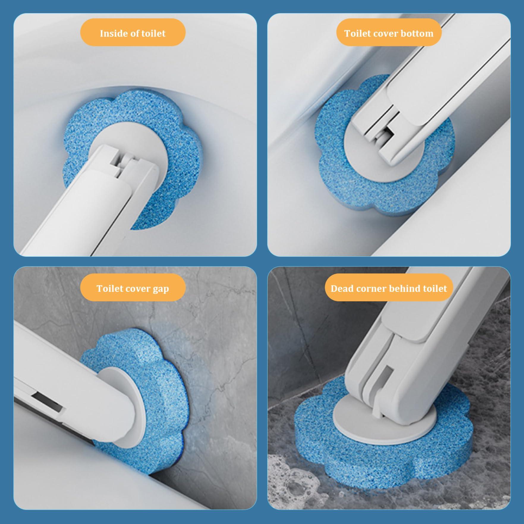 Pesoncarl Disposable Toilet Cleaning System Refills, 36PCS Toilet Brush Heads, Flat-Shape Portable Toilet Brush Replacement for Loo Bathroom, Blue, Toilet Cleaning Brush