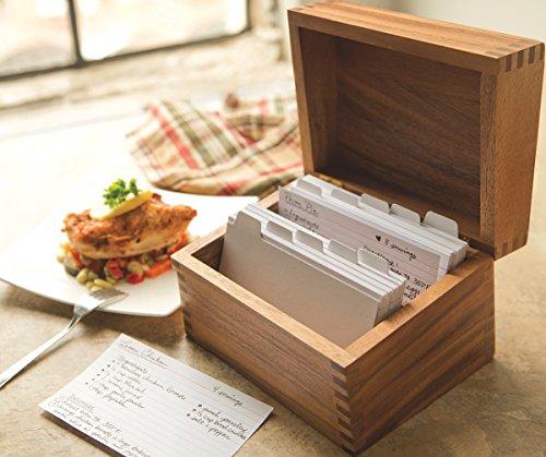 Ironwood Gourmet Ironwood Gourmet Acacia Wood Recipe Box with Divider Tabs, 2 Compartment, Single
