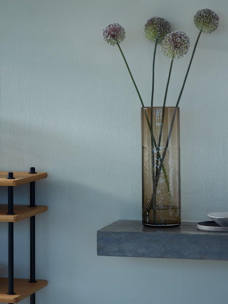 LSA International LSA International Wicker Taupe Tall Vase 15.75, Luxury Modern Decorative Mouth Blown Glass Flower Holder with Textured Finish