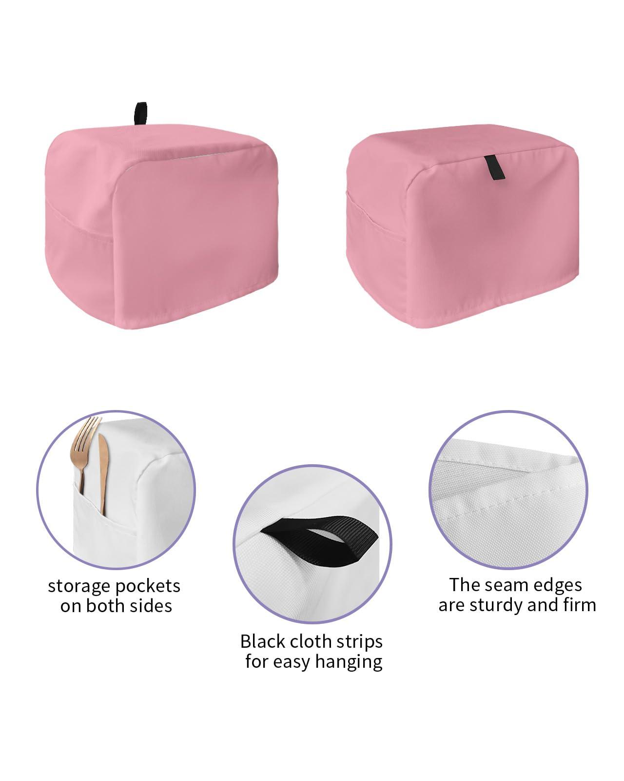 Lsrtoss Pink Toaster Cover 4 Slice, Large Kitchen Appliance Covers, Pure Pink Toaster Oven Cover with Loop, Bread Machine Cover Polyester Dust Cover Protection