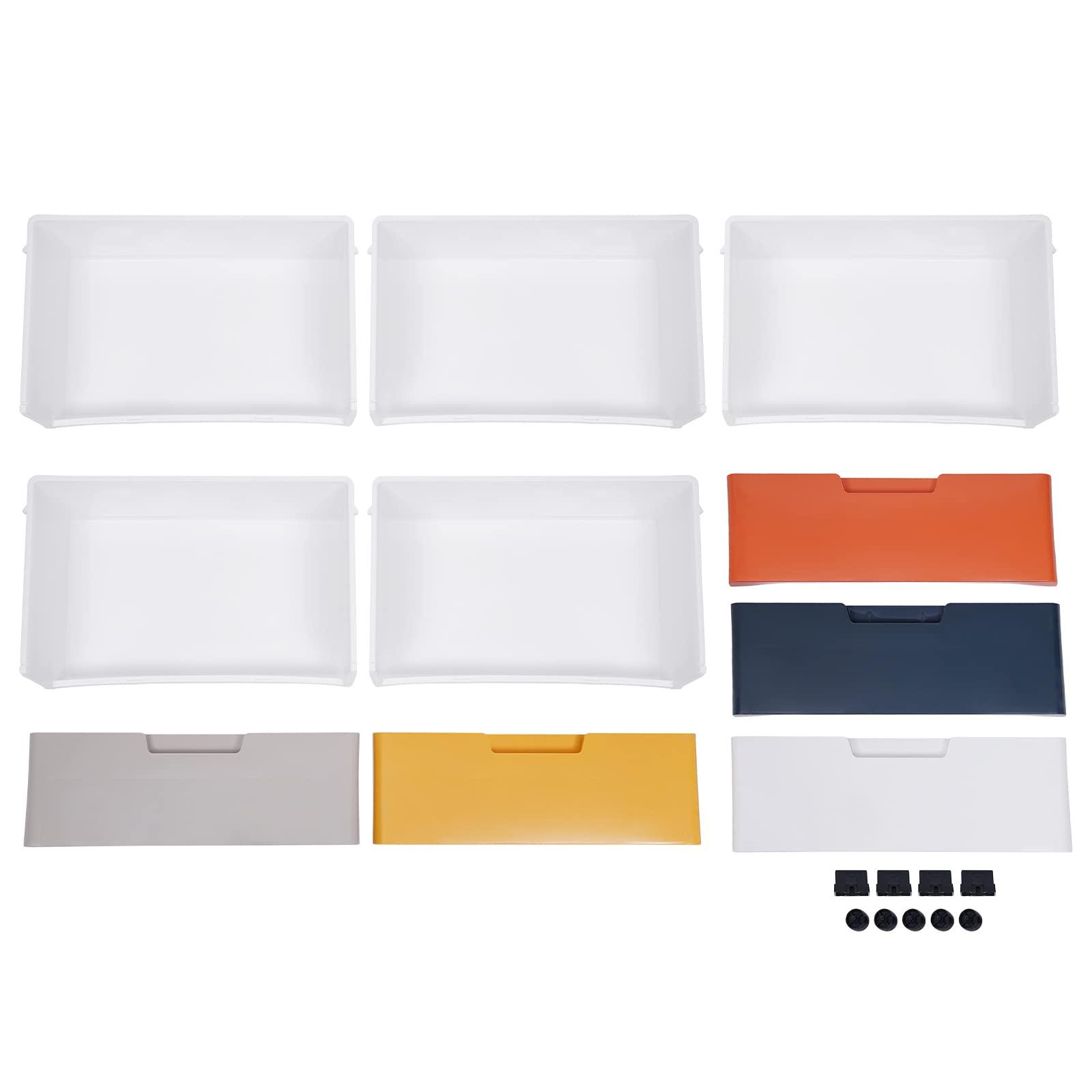 Gdrasuya10 Plastic Drawers Dresser, Storage Cabinet with 5 Drawers, Organizer Unit Stable Cart on Wheels Waterproof Plastic Cabinet with Locked Drawer for Bedroom Apartment, Five Color Mix (Colorful)