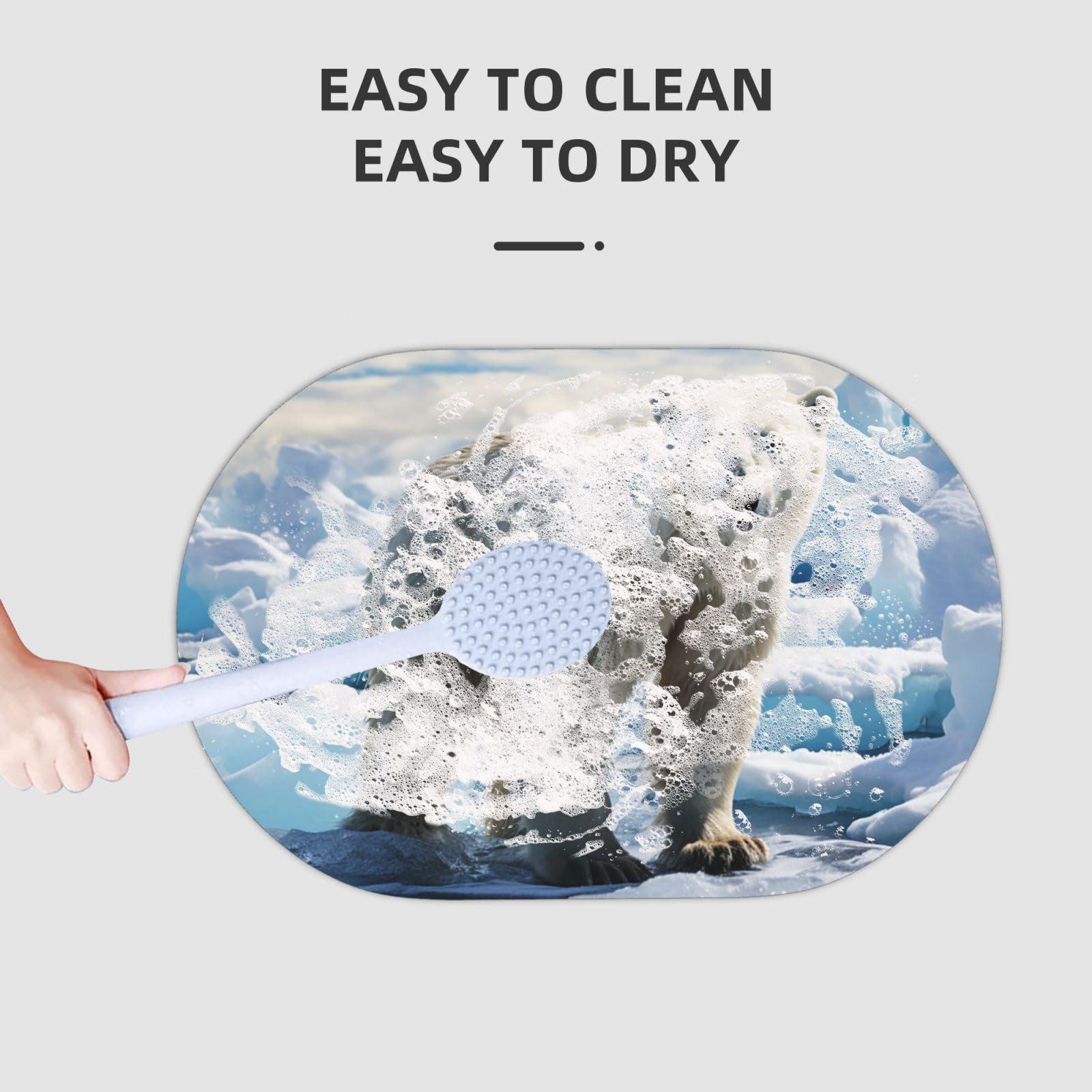 NONHAI Stone Bath Mats Polar Bear Ice Diatomaceous Earth Bath Mat Super Absorbent Bathroom Floor Mat Quick Drying Diatomite Shower Mat for Shower Bathtub Bathroom Accessory 15.7x23.6in