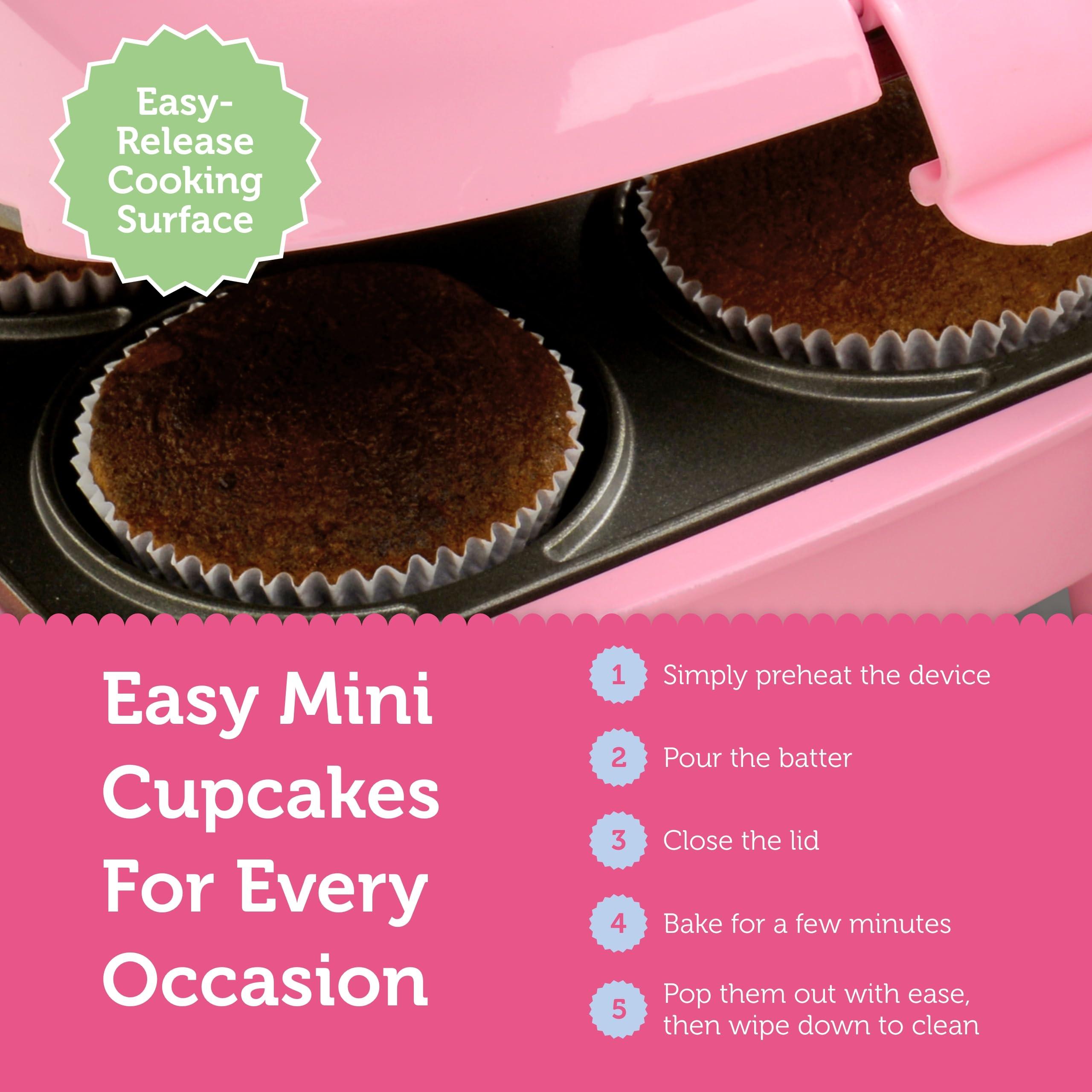 Babycakes Babycakes Mini Cupcake Maker by Select Brands - Cupcake Iron for Birthdays, Parties & More - Features Non-Stick Coating - Cupcake Machine for Kitchen Appliances - 4 Mini Cupcakes