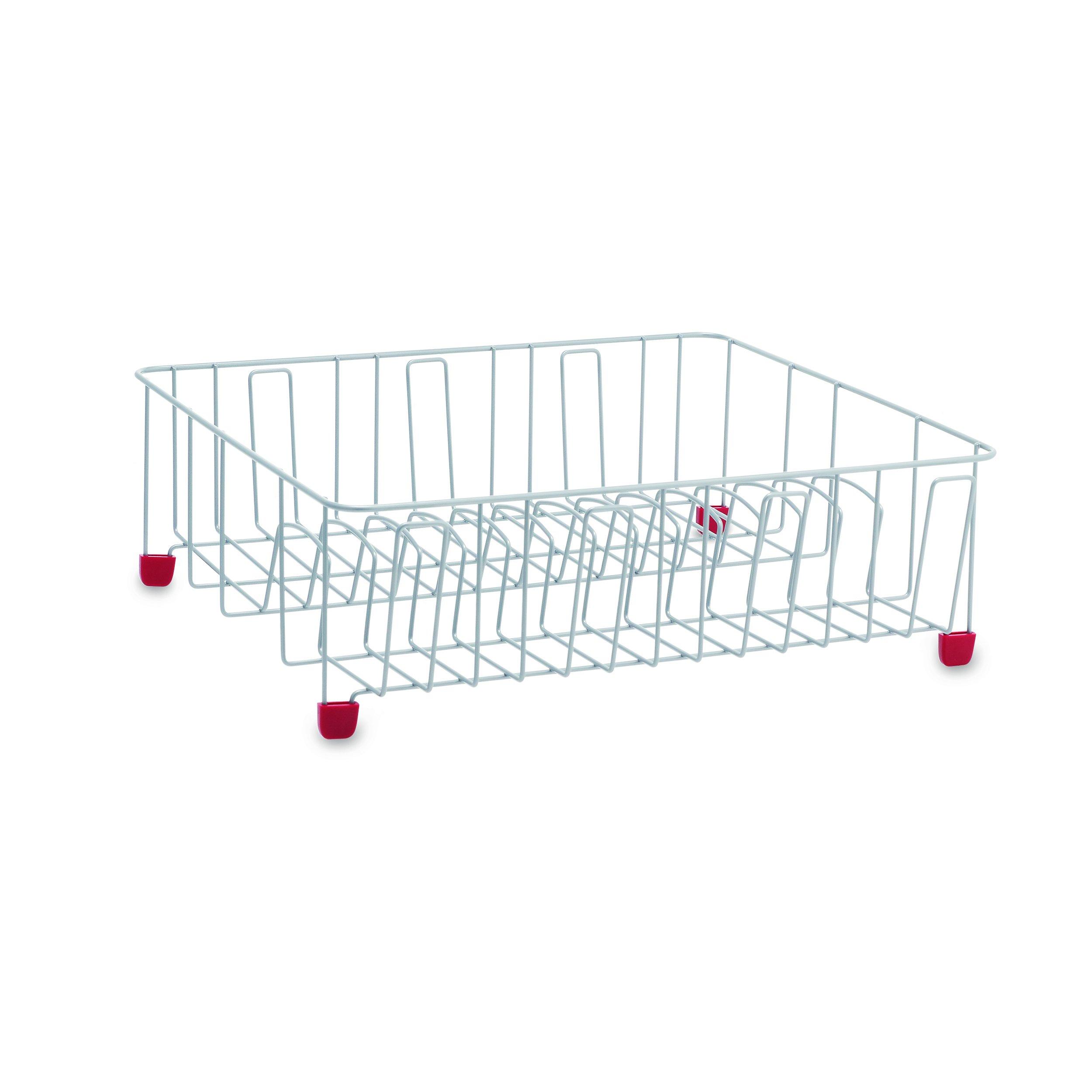 Farberware Farberware Classic Large Rust Resistant Full Dishrack with Removable 3 Compartment Flatware Caddy, Andlged Drain Board, 3-Piece, Red