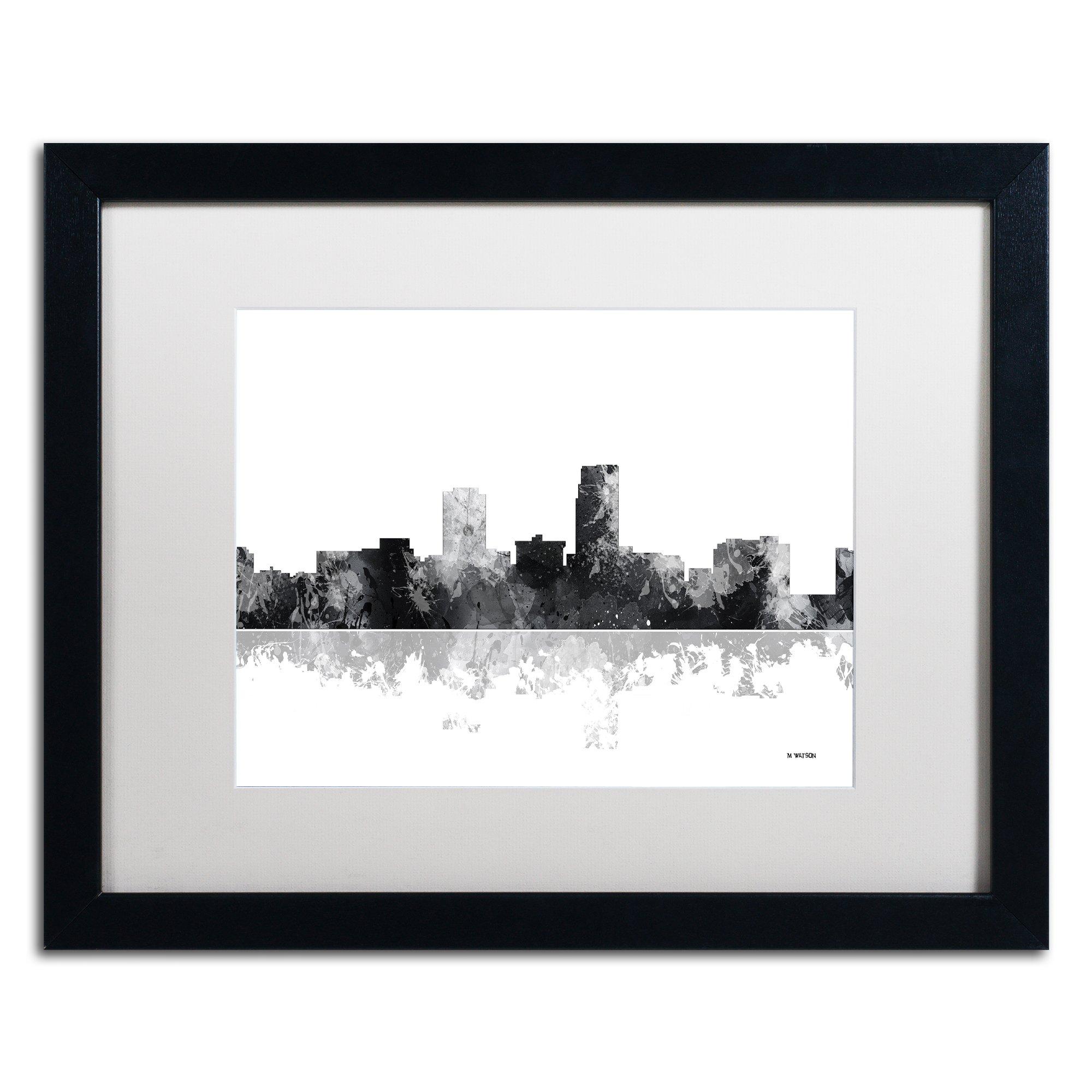 Trademark Fine Art Trademark Fine Art MW0157-B1620MF Omaha Nebraska Skyline BG-1 by Marlene Watson, White Matte, Black Frame 16x20-Inch, 16x20
