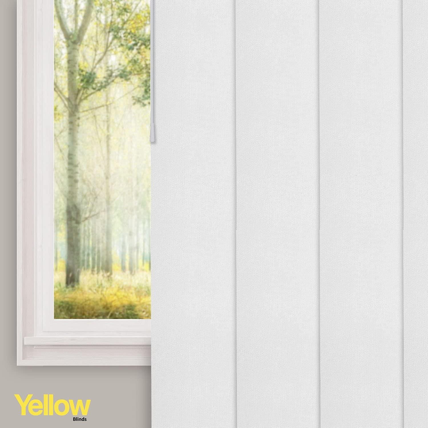 YELLOW BLINDS Adjustable Panel Track Blinds for Sliding Glass Door, 46"-86" W x 0-96" H, Trimmable Vertical Blinds for Patio Doors, Open Spaces and Room Dividers, 100% Blackout, Melrose White, by YELLOW BLINDS