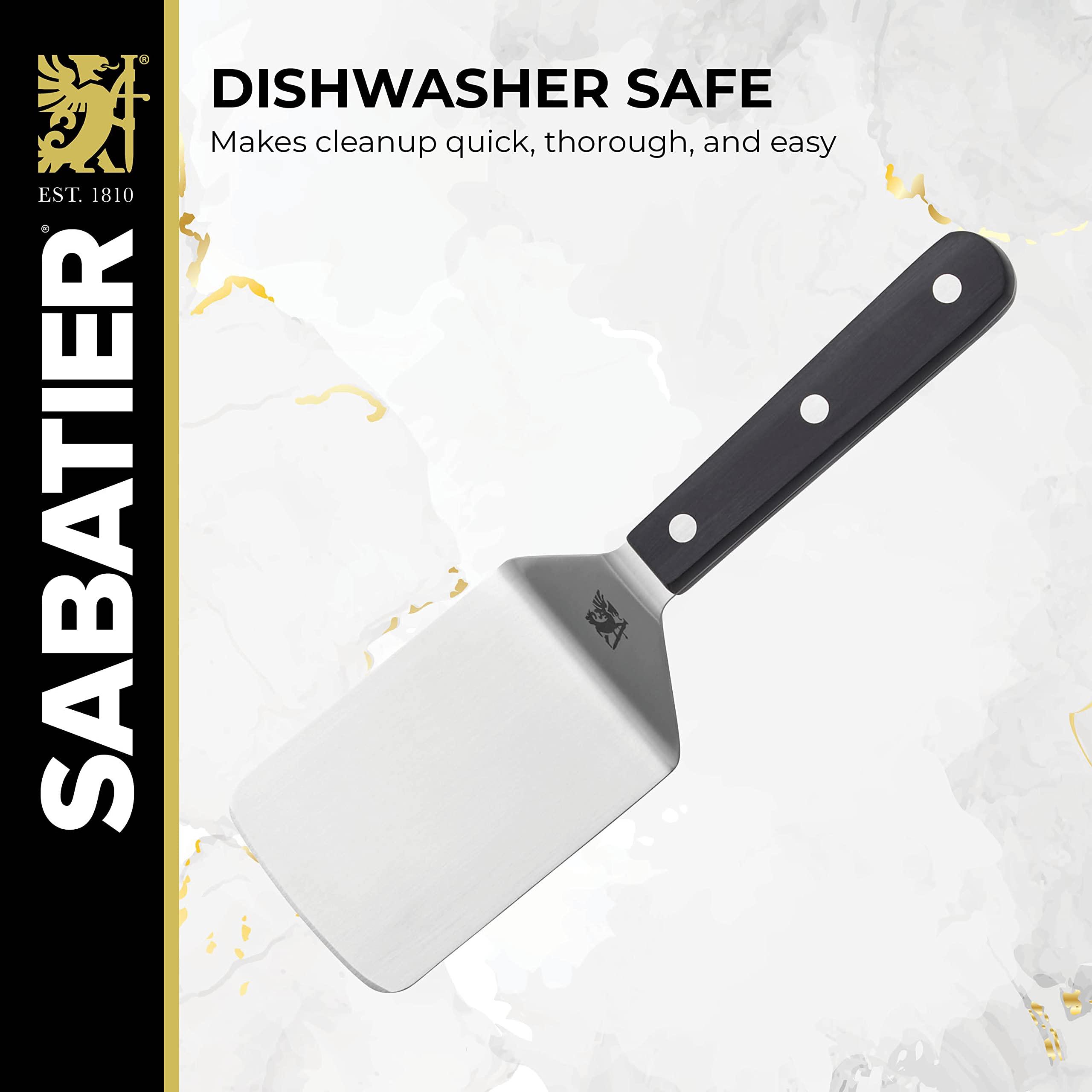 Sabatier Sabatier Triple Rivet Stainless Steel Wide Turner, 9.65-Inch, Black