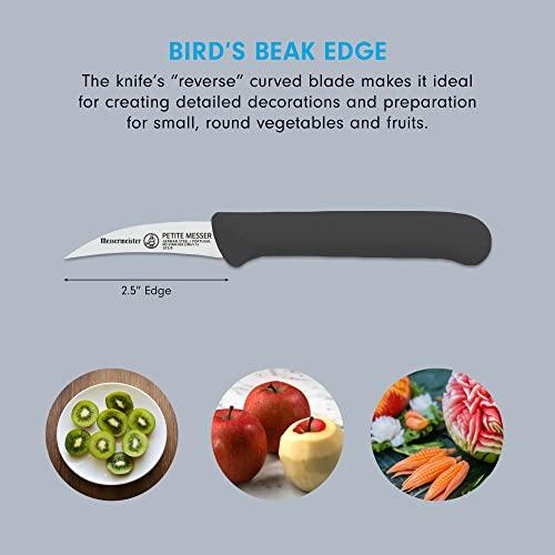 Messermeister Messermeister Petite Messer 2.5” Bird’s Beak Parer with Matching Sheath, Black - German 1.4116 Stainless Steel & Ergonomic Handle - Lightweight, Rust Resistant & Easy to Maintain