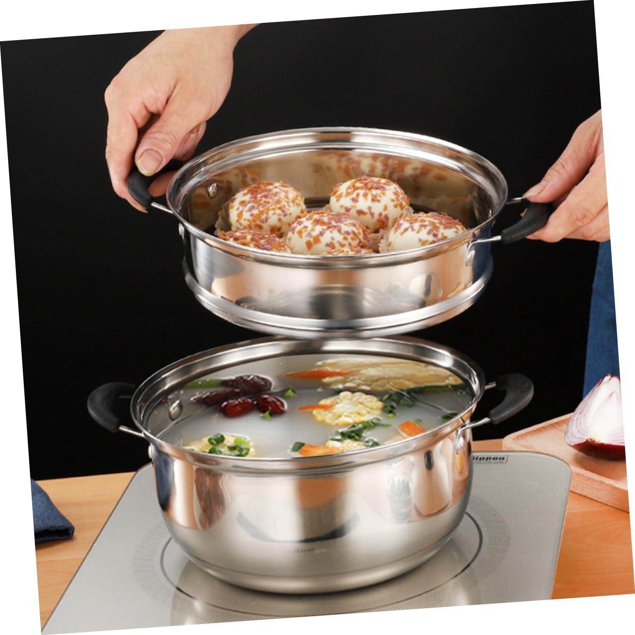 Zerodeko Zerodeko Kitchen Steam Pot Lightweight Compact Stainless Steel Stock Pot for Soup Steaming