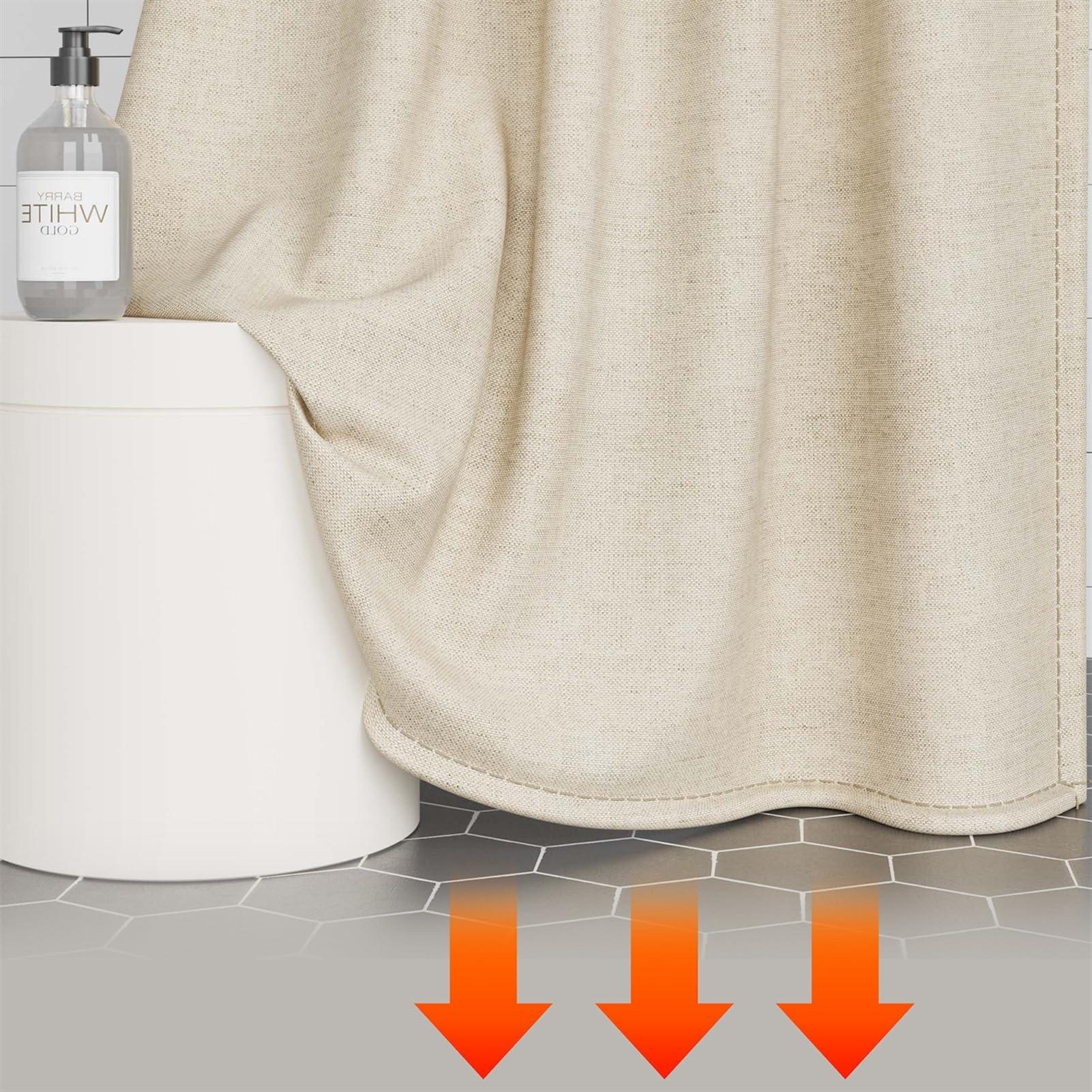 Heavyoff Heavyoff Shower Curtain Heavy Duty Thick Shower Curtains for Bathroom, Linen Waterproof Cloth Bath Curtain Set with Plastic Hooks Pink, W 31\" x L 71\"