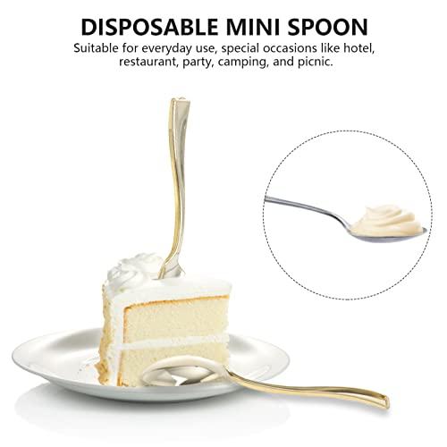 Cabilock Cabilock 80Pcs Plastic Spoons Heavy Duty Clear Plastic Tasting Spoons Gold Disposable Spoons Great for Dessert Sampling Appetizers Honey