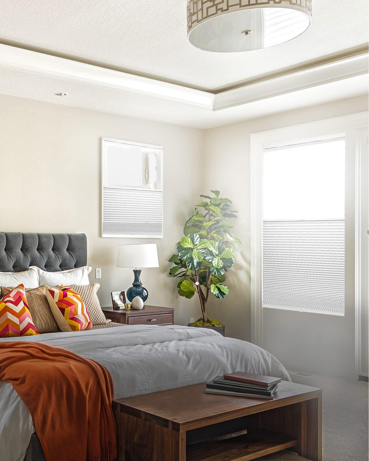 CHICOLOGY CHICOLOGY Cellular Shades, Top Down Bottom Up Shades, Blinds for Windows, Window Shades for Home, Door Blinds, Window Coverings, Cellular Blinds,Simply White - Blackout, 24.5" W x 48" H