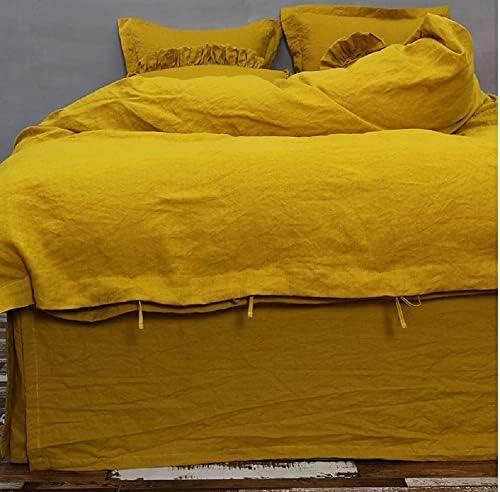 Generic Yellow Mustard Washed Duvet Set Queen King Twin Yellow Washed Comforter Cover California Duvet Cover Cotton Duvet Cover Yellow Bedding Set Queen King Washed Bedding Set (Super King)