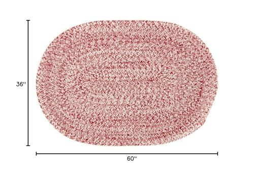Super Area Rugs Super Area Rugs Farmhouse Braided Rug Cotton Kitchen Reversible Carpet, Red & White, 3' X 5' Oval